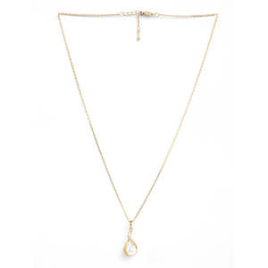 Collar con Colgante de Perla Auténtica Esin Plateado, con Diamantes, Diseño de Gota de Agua, Luna Geométrica y Número, Bañado en Rodio y Oro, para Bodas y Budismo - Product Image 4