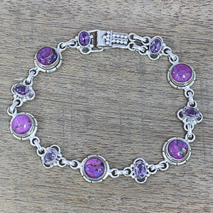 Vente en gros de bracelet à maillons style bohème améthyste violet turquoise Bijoux délicats faits à la main Cadeau en vrac pour elle - Product Image 4