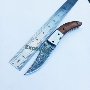 Couteau de poche multifonctionnel portable damas pour camping en plein air avec manche en bois - Product Image 5