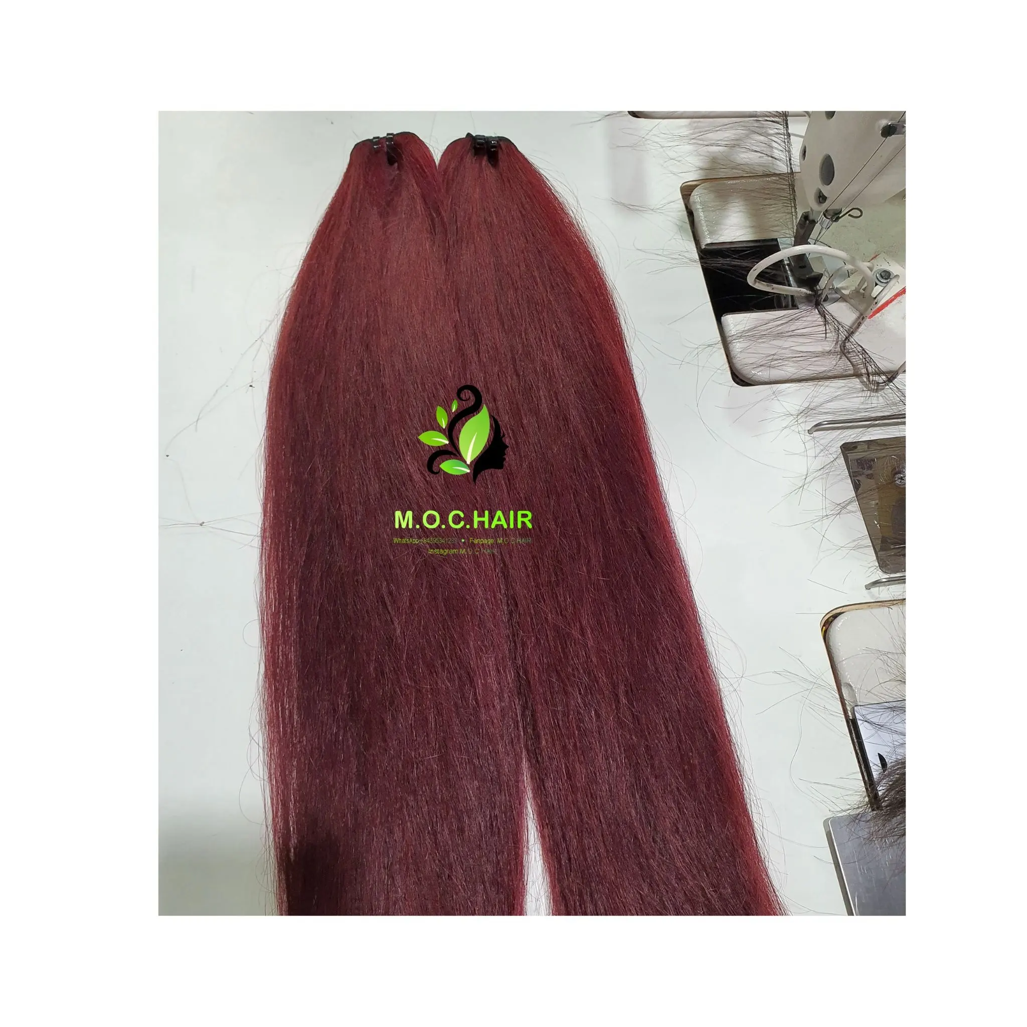 Toptan manikür hizalanmış şarap saç rengi atkı saç doğal düz % 100% bakire Remy vietnamlı saçı demetleri