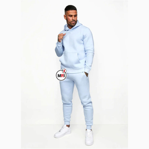 Ensemble de pulls à capuche de couleur unie pour hommes, unisexe, respirant, deux pièces, sweat à capuche et pantalon de survêtement - Product Image 1