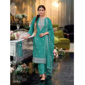 Conjunto de traje de Chinon pesado y lujoso de gran oferta con hermosa mano de obra y diseño elegante para la oficina de festivales disponible para la venta - Product Image 5