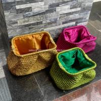 NEUES DESIGN 2026! Gewebte Häkel-Clutch mit Metallic-Effekt, Damen-Strohtasche für den Sommer, Hergestellt in Vietnam