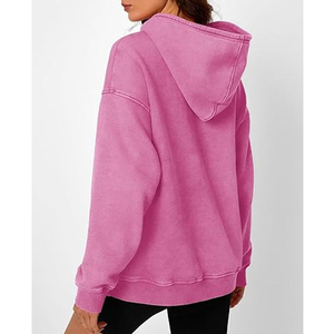 เสื้อฮู้ดวินเทจทรงโอเวอร์ไซส์ ระบายอากาศได้ดี สำหรับฤดูหนาว ลวดลายย้อมสีแบบแอซิดวอช สำหรับผู้หญิง พร้อมโลโก้แบบกำหนดเอง ปรับแต่งสีและขนาดได้-ขายส่ง - Product Image 4