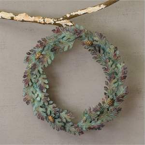 Antique Metal Oak Leaf Wall <b>Wreath</b> Copper Patina Metal Floral <b>Garland</b> for Home Garden Decor &<b>Wedding</b> Ornament Iron Leaf Wall Art - Product Image 2