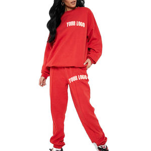 Conjunto de chándal y sudaderas con capucha de algodón OEM 100%, Conjunto de sudadera OEM, ropa de invierno lisa, chándal de mujer de 2 piezas con logotipo personalizado - Product Image 4