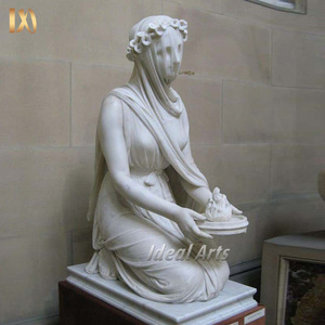 Sculpture de <span class=keywords><strong>statue</strong></span> en <span class=keywords><strong>marbre</strong></span> de <span class=keywords><strong>femme</strong></span> <span class=keywords><strong>voilée</strong></span> grandeur nature décorative de jardin classique sculptée à la main - Product Image 2