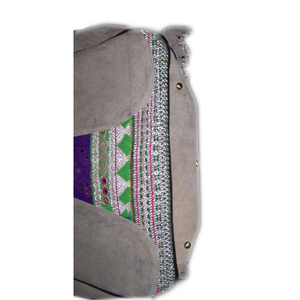 Bolso étnico de gran capacidad de algodón bordado colorido para mujer espejo portátil con cremallera destaca eventos festivos indios - Product Image 2