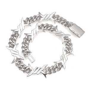 Bracelets et Joncs en Or 14K avec Chaîne Cubaine à Maillons Pointus en Moissanite et Fermoir Personnalisé 15MM - Product Image 5