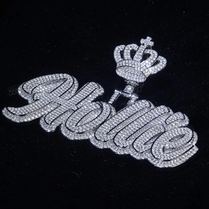 Colgantes de Hip Hop con Incrustaciones de Moissanita VVS, Joyería Personalizada de Plata 925, Colgantes con Letras y Nombres para Hombres y Mujeres - Product Image 1