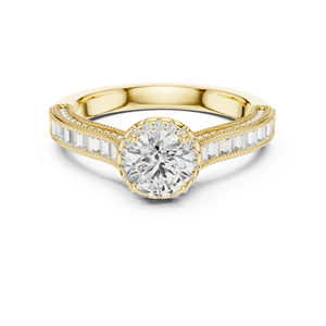 Anillo de Diamantes de Corte Brillante Cultivados en Laboratorio de 0.65CT para Mujer, con Piedras Laterales de 0.78CT, Certificado IGI, Chapado en Oro Amarillo de 18KT con Rodio - Product Image 4