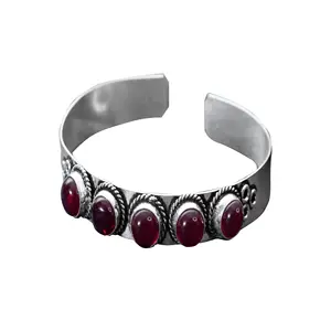 Pulsera de plata alemana de rubí rojo Natural, joyería de piedras preciosas de lujo, brazalete delicado de moda, joyería de alta calidad, venta al por mayor