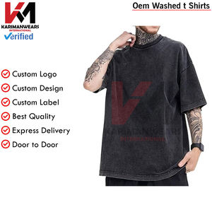 Camisetas de verano de algodón de gran tamaño para hombre, Camiseta holgada Vintage holgada, ropa informal de manga corta, precio al por mayor, proveedor a granel - Product Image 2