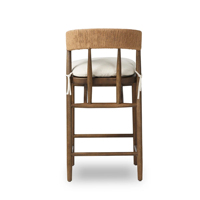 Chaises de bar en teck naturel, combinaison bois et corde avec coussin, qualité supérieure pour intérieur/extérieur - Darra
