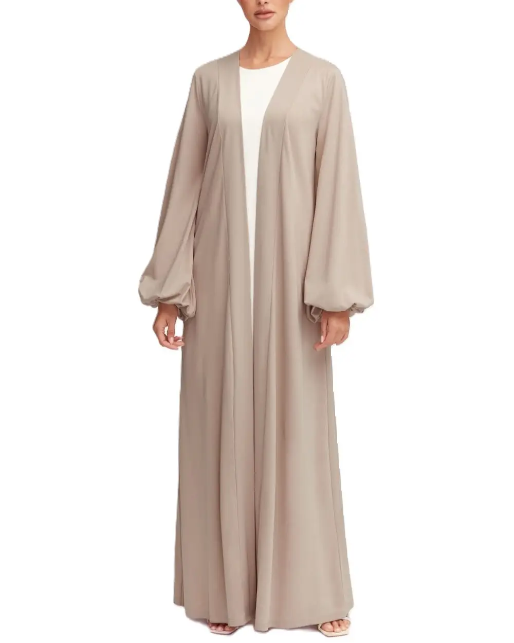 Yüksek kalite mütevazı islam giyim uzun namaz elbise düz Robe açık ön iç Abaya kadınlar müslüman elbise başörtüsü Abaya