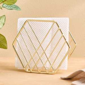 Porta Servilletas de Mesa, Acabado Dorado, Organizador de Papel para Restaurante, Hotel - Product Image 1