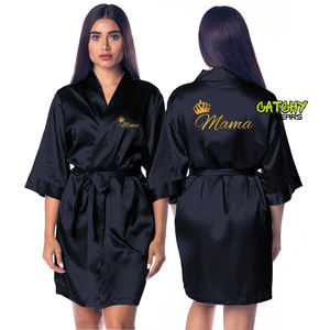 Batas de novia OEM con logotipo personalizado para niños, cumpleaños, satén de seda, dama de honor para mujer, bata de fiesta de boda, batas personalizadas de lujo al por mayor - Product Image 6