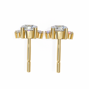 Pendientes de tuerca con diamantes cultivados en laboratorio de oro de 18K, oro de 14K, oro rosa, oro blanco y oro amarillo, versátiles pendientes de aro de oro de 18K - Product Image 1