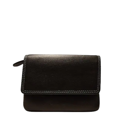 Penjualan laris dompet wanita kulit asli warna hitam berkualitas tinggi dompet tempat kartu banyak tempat catatan dan tempat koin untuk wanita