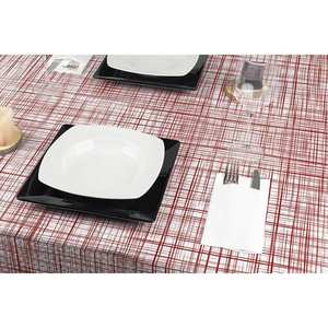 White 120x120cm Urban Burgundy Print Tablecloth Professional <b>Paper</b> Shrink-<b>wrapped</b> with EAN Code B2B - Product Image 1
