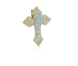Pendentif Croix avec Moissanite VVS Or & Argent 925 Style Hip Hop Coupe Princesse - Product Image 3