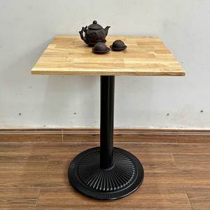 Durable Square Coffee Table with Wooden Top and Iron Legs Industrial Design Style <b>Powder</b>-Coated <b>Cast</b> Iron Base-CFD68167 - Product Image 3