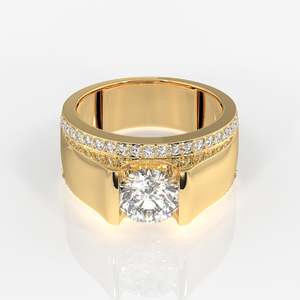 Men's 9k <b>Gold</b> <b>Ring</b> with Lab Grown Diamond Matt Collection - Product Image 1