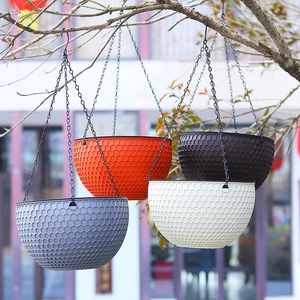 Jardinière suspendue en nid d'abeille avec chaîne, <span class=keywords><strong>pot</strong></span> de fleur en plastique avec drainage, panier de jardin intérieur et extérieur - Product Image 2
