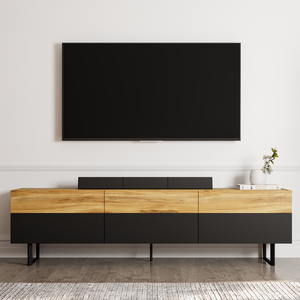 SIGN Tv Stand Black-Madera de estilo europeo natural con diseño funcional para mejorar el lujo en la sala de estar del hogar o la oficina - Product Image 1