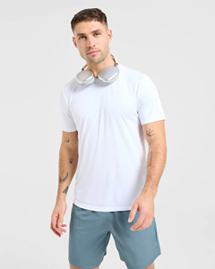 T-shirts pour hommes, coupe slim, blancs, personnalisables, en coton mélangé, respirants, légers, pour la gym et le streetwear, parmi les plus vendus - Product Image 6