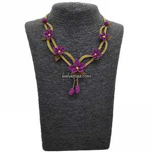 สร้อยคอแฟชั่นมีสไตล์ İğne oyasısarmaşk kolye MOR - Product Image 1