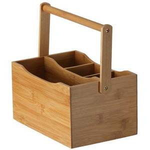 Caddie en bois rustique avec vernis vieilli utilisé pour les tables à manger de stockage de cuisine de style ferme ou servir des boissons - Product Image 1
