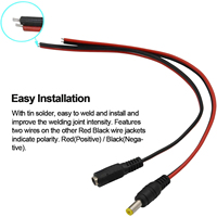 Câble Pigtail 5,5x2,1 mm Mâle-Femelle 12V DC 5A RF IP67 pour Caméra CCTV, PCB, FPC, Système Solaire UHF