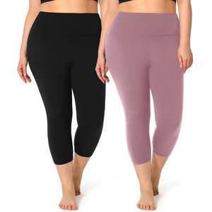 Impression personnalisée leggings de yoga capri grande taille avec poches pour femmes taille haute confortable et extensible beurre doux avec courbes - Product Image 5