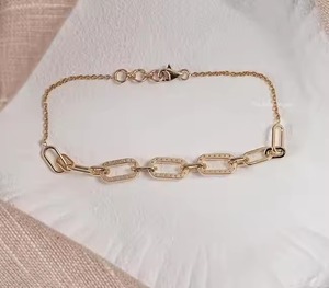 สร้อยข้อมือเพชรทรงกลมธรรมชาติ สร้อยข้อมือเพชรแบบคลิปหนีบกระดาษ ทองคำแท้ 14K เพชรธรรมชาติ - Product Image 2