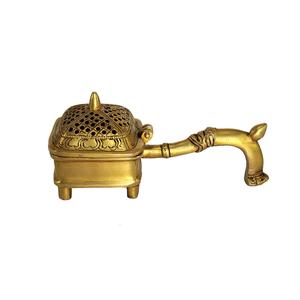 Antique Finished Brass Incense Burner Gold Plated Charcoal Incense Holder Star Anise Plug for Religious <strong>Use</strong> <strong>Diffuser</strong> - Product Image 4