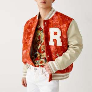 แจ็คเก็ตแขนหนังของผู้ชายงานเย็บปะติดเสื้อเบสบอลบอมเบอร์แจ็คเก็ตปักลายขนาดพิเศษ - Product Image 5