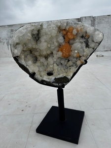 Natural White Apophyllite Crystal Cluster with Orange Stilbite Mineral Specimen Healing Stone Home Decor Display <b>Stand</b> single <b>pc</b> - Product Image 2