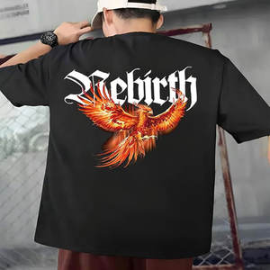 Summer New Men's White Fashion Simple T-shirt Cotton Graphic Short Sleeve Customized T-shirt - Product Image 4