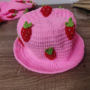 Chapeau Bob au Crochet avec Imprimé Fraise Dessiné à la Main, en Coton Décontracté pour Pêche en Plein Air, Fêtes et Voyages - Product Image 6