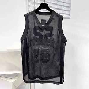 Hommes 2025 été décontracté Sexy haut respirant semi-transparent sans manches gilet avec broderie numérique hommes tendance de la mode - Product Image 1