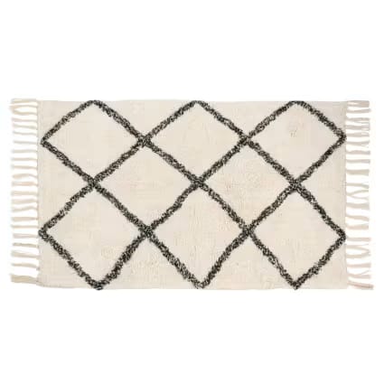 Celina Black Moroccan Shag Abstract Eco-Friendly Pet-Friendly Cotton Modern Tufted Anti-Slip Rug for Home & Hotel Use