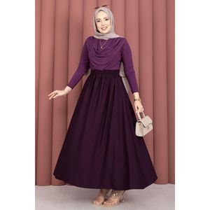Comfortable Plum Pencil <b>Skirt</b> <b>Elastic</b> Waist Pocket Details Breathable Spandex Denim for Office Ladies for Spring Summer Fall - Product Image 3