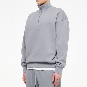 Nouveaux sweats à demi-zip pour hommes en molleton 100% coton, personnalisables, imprimés à l'écran et brodés, unis, manches longues, pour l'hiver - Product Image 6