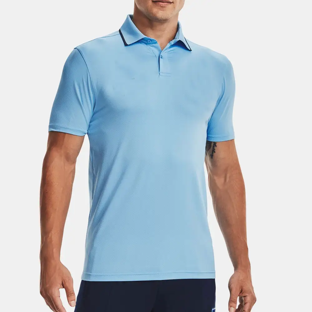 Polo yaka kısa kollu bantlı manşetleri üç düğme placket polo gömlekler Golf iş rahat düzenli Fit düz üst