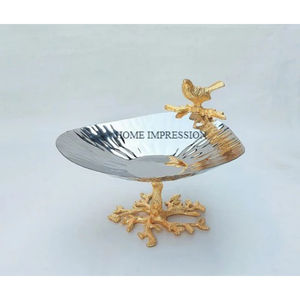 Tazón de aluminio para servir fruta seca con diseño de hojas de cubiertos al por mayor, manijas clásicas de Color dorado hechas a mano para el hogar, tazón decorativo - Product Image 4