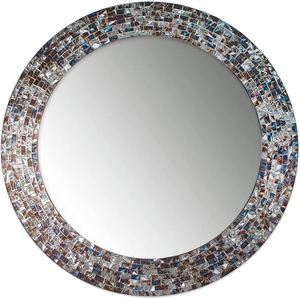 Marco de espejo de mosaico de azulejo de vidrio hecho a mano para espejo de pared de mosaico de dormitorio o pasillo con acabado iridiscente para un hogar glamuroso - Product Image 1