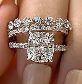 แหวนหมั้นเพชรโมอิส3ชิ้นสำหรับเจ้าสาวตัดเบาะ925แหวนเงินสเตอร์ลิงแหวนแบบกำหนดเองสำหรับเป็นของขวัญสำหรับเธอ - Product Image 3