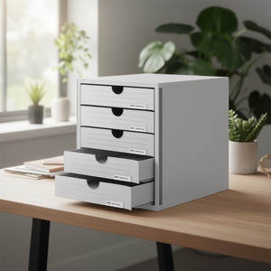 HAN SYSTEMBOX Light Gray Desktop & <b>Drawer</b> Organizer with 5 <b>Drawers</b> DIN C4 Polystyrene Housing Color Light Gray" - Product Image 3