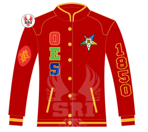 Chaqueta de Carreras Bordada con la Orden de la Estrella de Oriente para Mujer |   Chaqueta Raccar Personalizada Bordada con Insignia Masónica OES para Mujer - Product Image 2